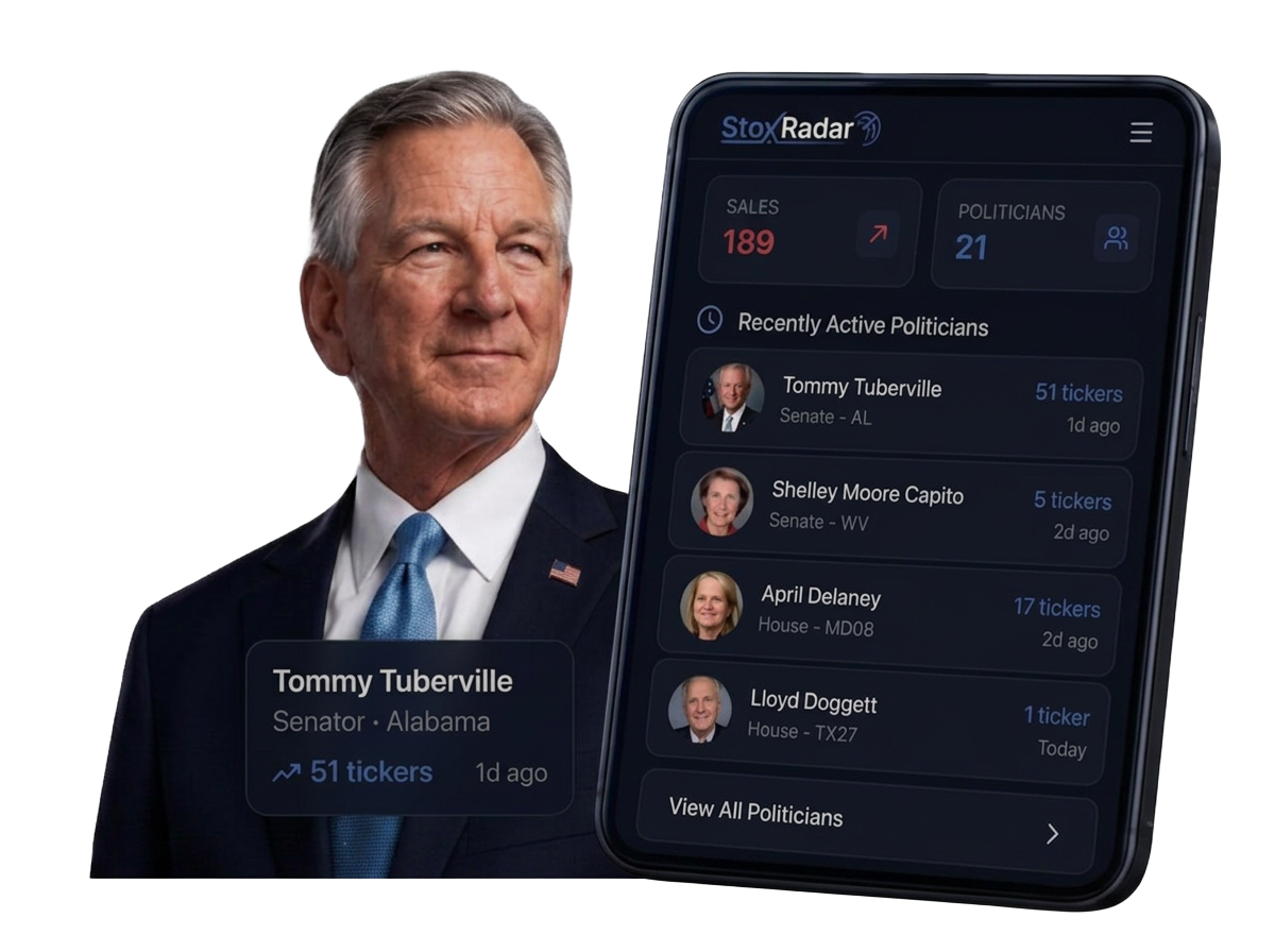 Congress trading activity on the StoxRadar mobile app